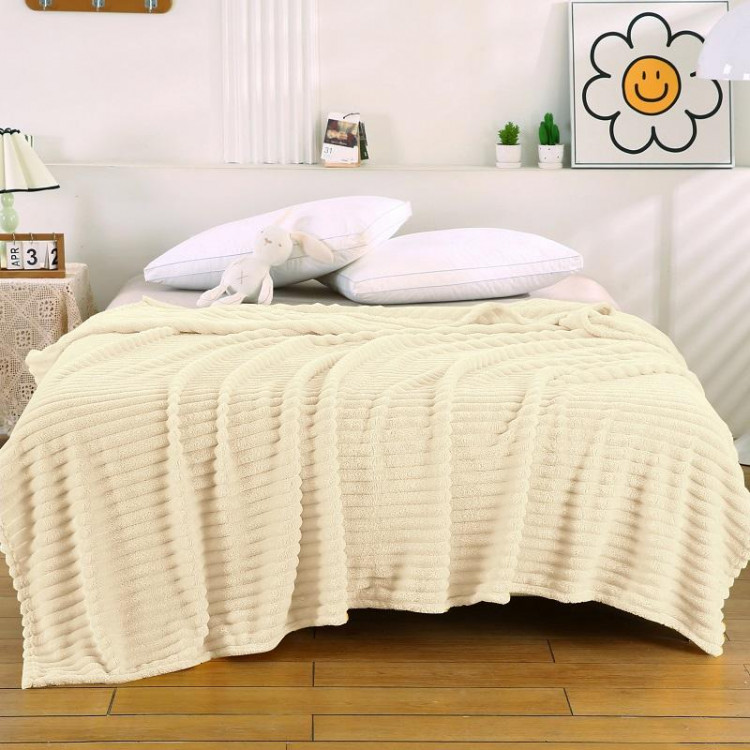 Плед фланелевый CRISTELLE STRIPE PREMIUM бежевый 150х200