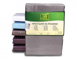 Простыня на резинке из сатина АЛЬВИТЕК темно-серая 140х200х25