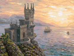 Набор для раскрашивания по номерам ФРЕЯ PNB/R1 №144 Ласточкино гнездо. Утро 50х40 см