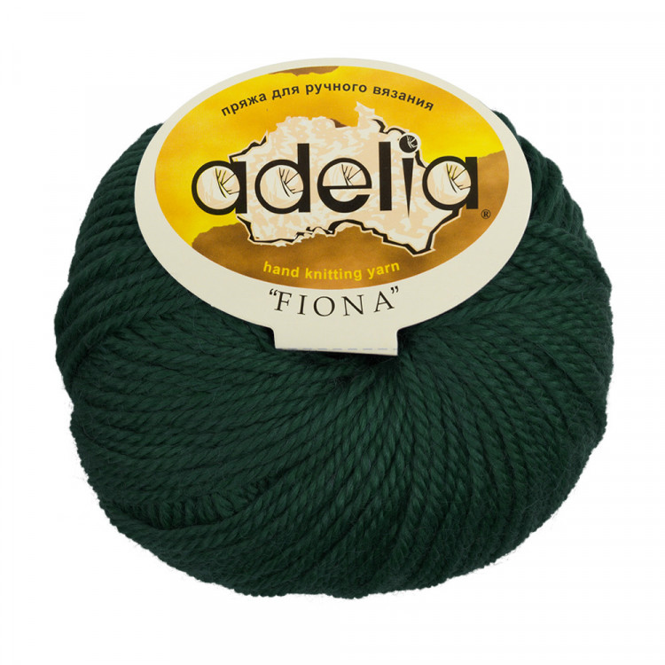 Пряжа ADELIA FIONA №631 темно-зеленая 50% шерсть, 50% акрил, 10 шт х 50 гр, 90 м +/- 3 м