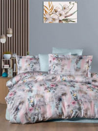 Постельное белье из страйп сатина с цветным принтом KARVEN N251-SB005 50х70 (2шт), 70х70 (2шт) семейное