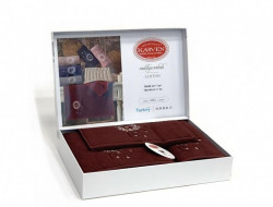 Набор полотенец махровых хлопковых в коробке KARVEN HS1675 RADIKYA V6 бордовый 30х50 (1шт), 50х90 (1шт), 70х140 (1шт)