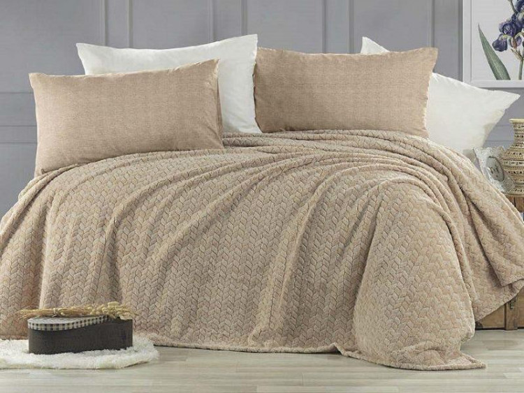 Плед из полиэстера KARVEN SUPER SOFT P944 BENZIA бежевый 200х220