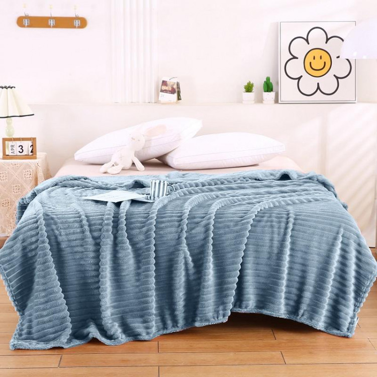Плед фланелевый CRISTELLE STRIPE PREMIUM серо-голубой 150х200