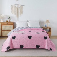 Покрывало стеганое из полисатина TANGO SIESTA Сердечки на розовом 220х240