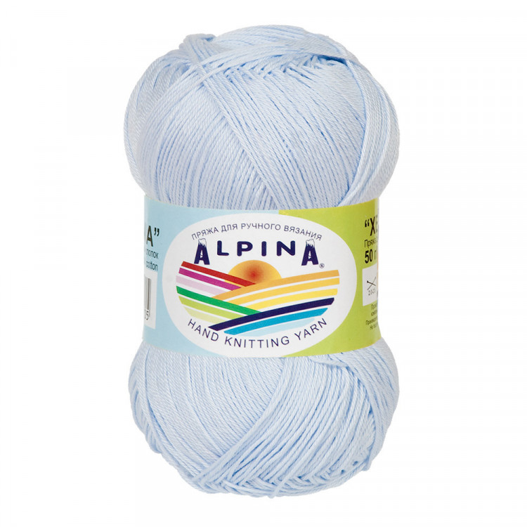 Пряжа ALPINA XENIA №137 бледно-голубая 100% мерсеризованный хлопок 10 шт х 50 гр, 240 м +/- 10 м
