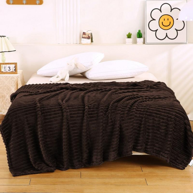 Плед фланелевый CRISTELLE STRIPE PREMIUM темно-коричневый 150х200