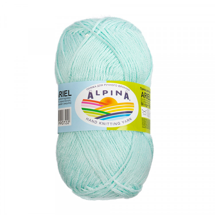 Пряжа ALPINA ARIEL №09 светло-мятная 98% акрил, 2% пайетки 10 шт х 50 гр, 150 м +/- 10 м