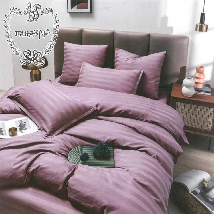 Постельное белье из страйп-сатина ПАНДОРА пыльная роза 2-спальное