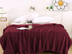 Плед фланелевый CRISTELLE STRIPE PREMIUM бордо 200х220