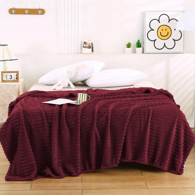 Плед фланелевый CRISTELLE STRIPE PREMIUM бордо 200х220