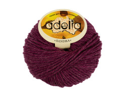 Пряжа ADELIA SANDRA №09 темно-пурпурная 50% шерсть, 50% акрил, 10 шт х 50 гр, 90 м +/- 4 м