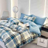 Постельное белье из сатина АЛЬВИТЕК клетка голубое евро