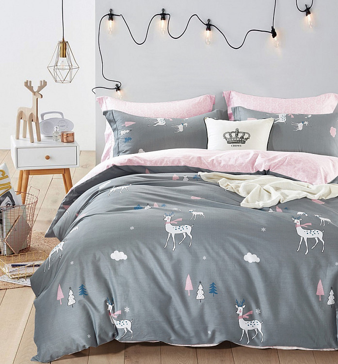 Постельное белье из сатина TANGO олени 70х70 (2шт) 1,5-спальное