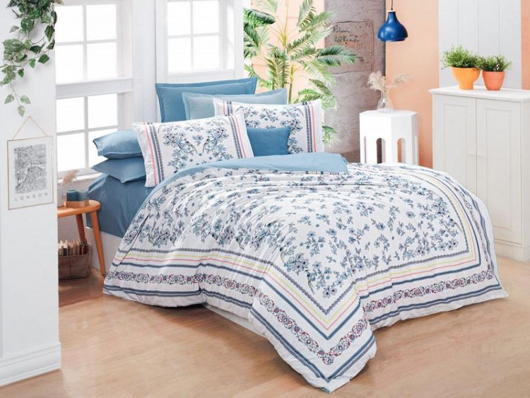 Постельное белье из поплина SAREV FANCY N193 VERONA V1-MAVI 50х70 (1шт) 1,5-спальное