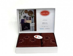 Набор полотенец махровых хлопковых в коробке KARVEN HS1676 KARDELEN V6 бордовый 50х90 (1шт), 70х140 (1шт)