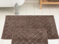 Набор ковриков для ванной хлопковый KARVEN KV422 PARKE темно-бежевый 50х60 (1шт), 60х100 (1шт)
