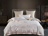 Постельное белье из египетского хлопка Premium ASABELLA Акварельные бутоны 50х70 (2шт) и 70х70 (2шт) евро