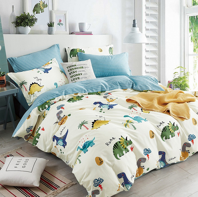 Постельное белье из сатина TANGO мир динозавров 70х70 (2шт) 1,5-спальное