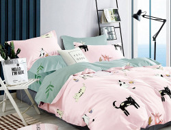 Постельное белье из сатина TANGO кошки 70х70 (2шт) 1,5-спальное