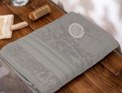 Полотенце махровое хлопковое KARVEN PETEK BORDUR DUZ H5160 LUX COTTON acik gri 70х140