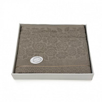 Плед из хлопка махровый KARVEN P958 ROSE V4 темно-бежевый 160х220