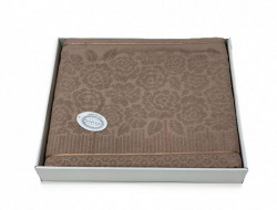 Плед из хлопка махровый KARVEN P958 ROSE V6 капучино 160х220