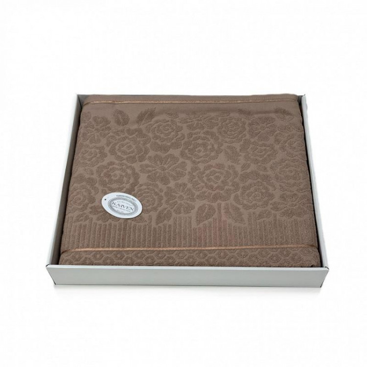 Плед из хлопка махровый KARVEN P958 ROSE V6 капучино 160х220