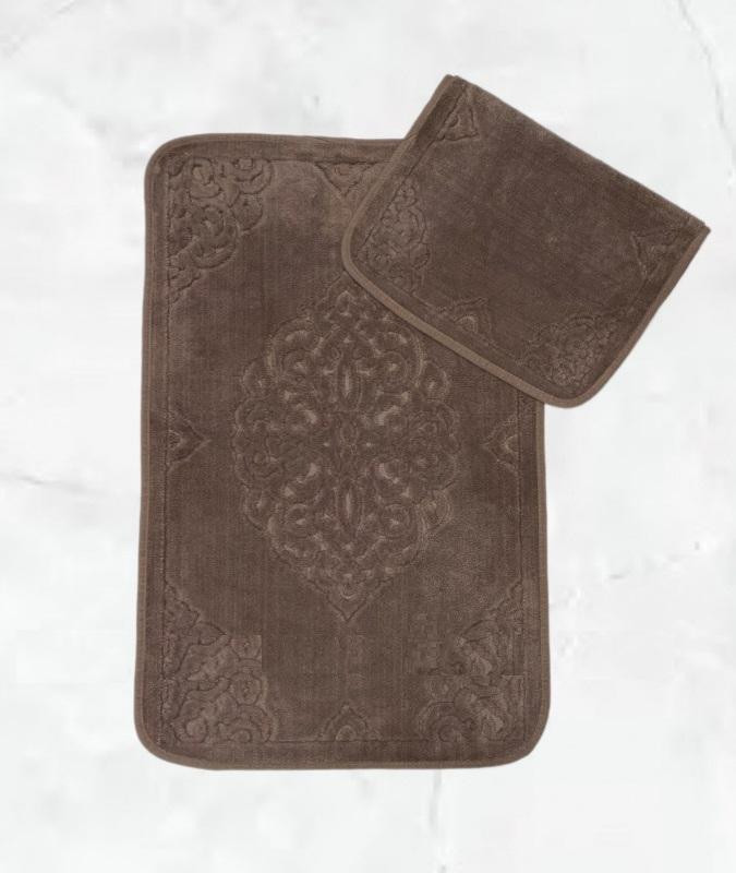 Набор ковриков для ванной хлопковый KARVEN KV423 ALA темно-бежевый 50х60 (1шт), 60х100 (1шт)