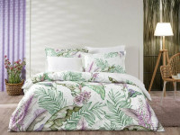 Постельное белье из сатина люкс TAC DELUX PREMUIM DIGITAL VERANO зеленое евро