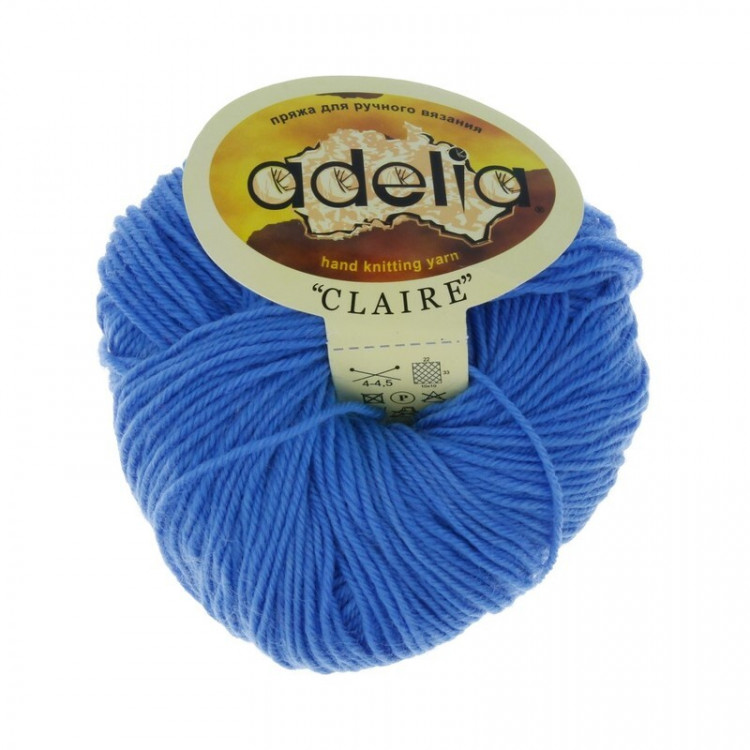 Пряжа ADELIA CLAIRE №309 ярко-голубая 50% шерсть, 50% акрил, 10 шт х 50 гр, 138 м +/- 5 м