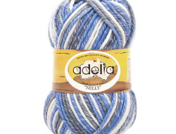 Пряжа ADELIA NELLY №26 светло-серая-серая-голубая 70% шерсть, 30% акрил, 5 шт х 100 гр, 100 м +/- 5 м