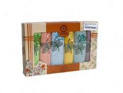 Набор кухонных полотенец вафельных хлопковых NILTEKS HM745 ЦВЕТЫ V9 40х60 (6шт)