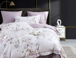 Постельное белье из египетского хлопка Premium ASABELLA Цветочный йогурт 50х70 (1шт) и 70х70 (1шт) 1,5-спальное