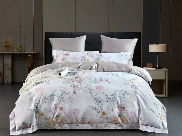 Постельное белье из египетского хлопка Premium ASABELLA Цветочный шепот 50х70 (2шт) и 70х70 (2шт) семейное