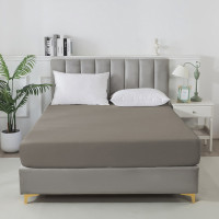 Простыня на резинке сатиновая TANGO Soho серо-бежевая 160х200х30