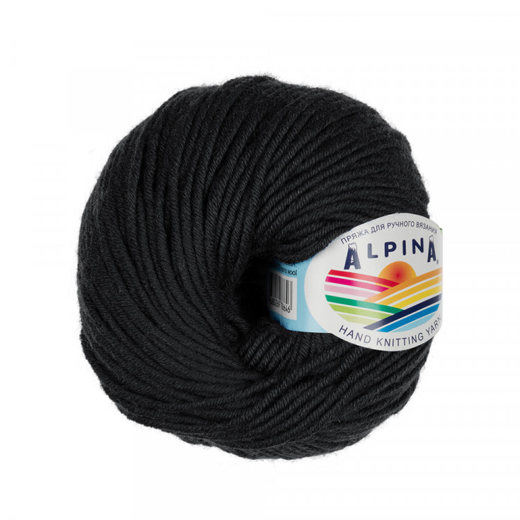 Пряжа ALPINA MARGO №02 черная 100% мериносовая шерсть 10 шт х 50 гр, 75 м +/- 4 м