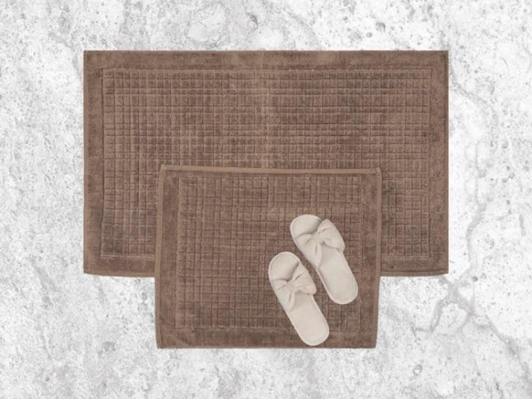 Набор ковриков для ванной хлопковый KARVEN KV424 EKOSE темно-бежевый 50х60 (1шт), 60х100 (1шт)