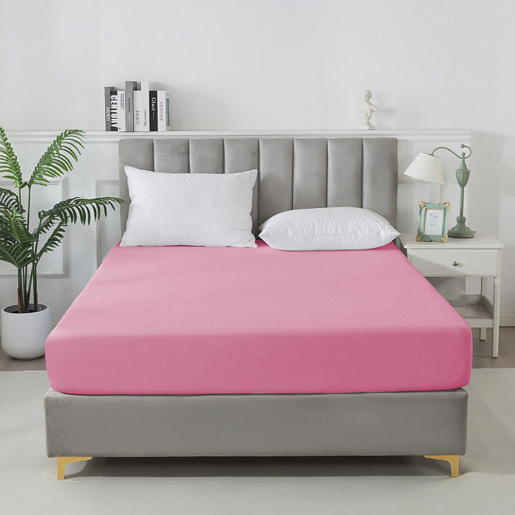 Простыня на резинке сатиновая TANGO Soho розовая 160х200х30