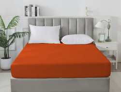 Простыня на резинке сатиновая TANGO Soho оранжевая 160х200х30