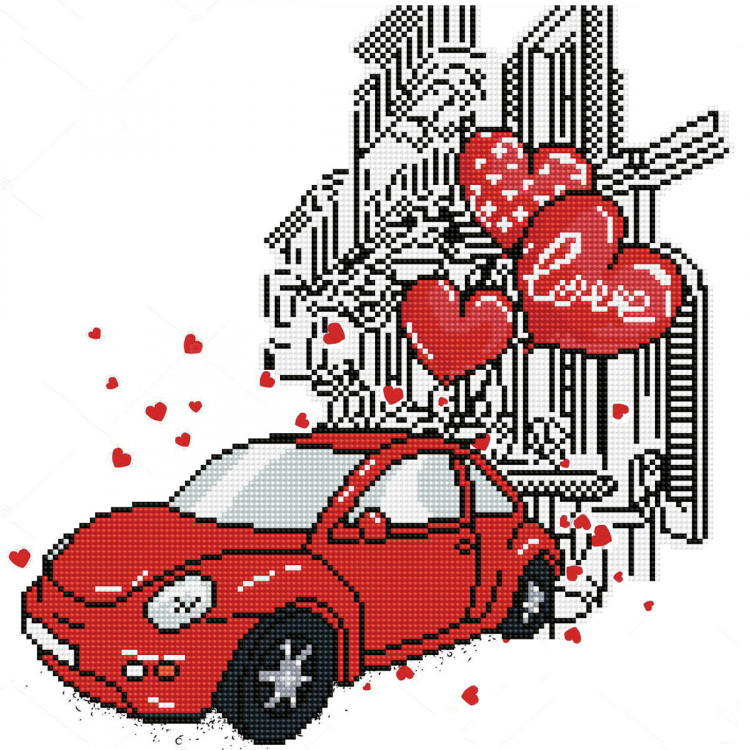 Кристальная (алмазная) мозаика ФРЕЯ ALV-107 Красная машинка