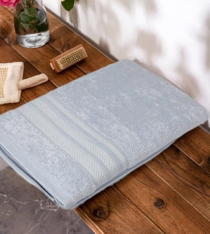 Полотенце махровое хлопковое KARVEN PETEK BORDUR DUZ H5160 LUX COTTON acik mavi 70х140