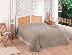 Плед из хлопка махровый KARVEN P961 ESTER V4 темно-бежевый 220х240