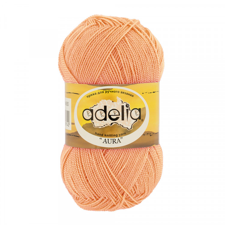 Пряжа ADELIA AURA №031 светло-оранжевая 100% акрил, 10 шт х 50 гр, 250 м +/- 5 м