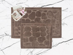 Набор ковриков для ванной хлопковый KARVEN KV427 TAS кофейный 50х60 (1шт), 60х100 (1шт)