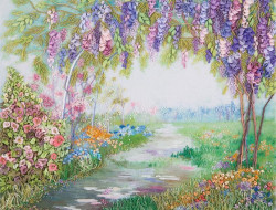 Набор для вышивания PANNA Живая картина JK-2086 ЦВЕТУЩАЯ ГЛИЦИНИЯ 32х26