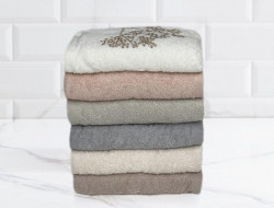 Набор полотенец махровых хлопковых с вышивкой KARVEN ELIT H7000 AKASYA 50х90 (6шт)