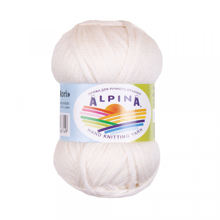 Пряжа ALPINA NORI №03 молочная 56% акрил, 44% хлопок 10 шт х 50 гр, 100 м +/- 5 м