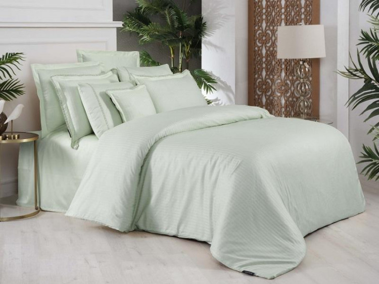 Постельное белье из страйп-сатина де люкс SAREV SPORT CHIC 260TC N304 JACQUARD STRIPE V8-YESIL 50х70 (4шт) евро