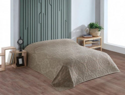 Плед из хлопка махровый KARVEN P962 CORNELY V4 темно-бежевый 160х220